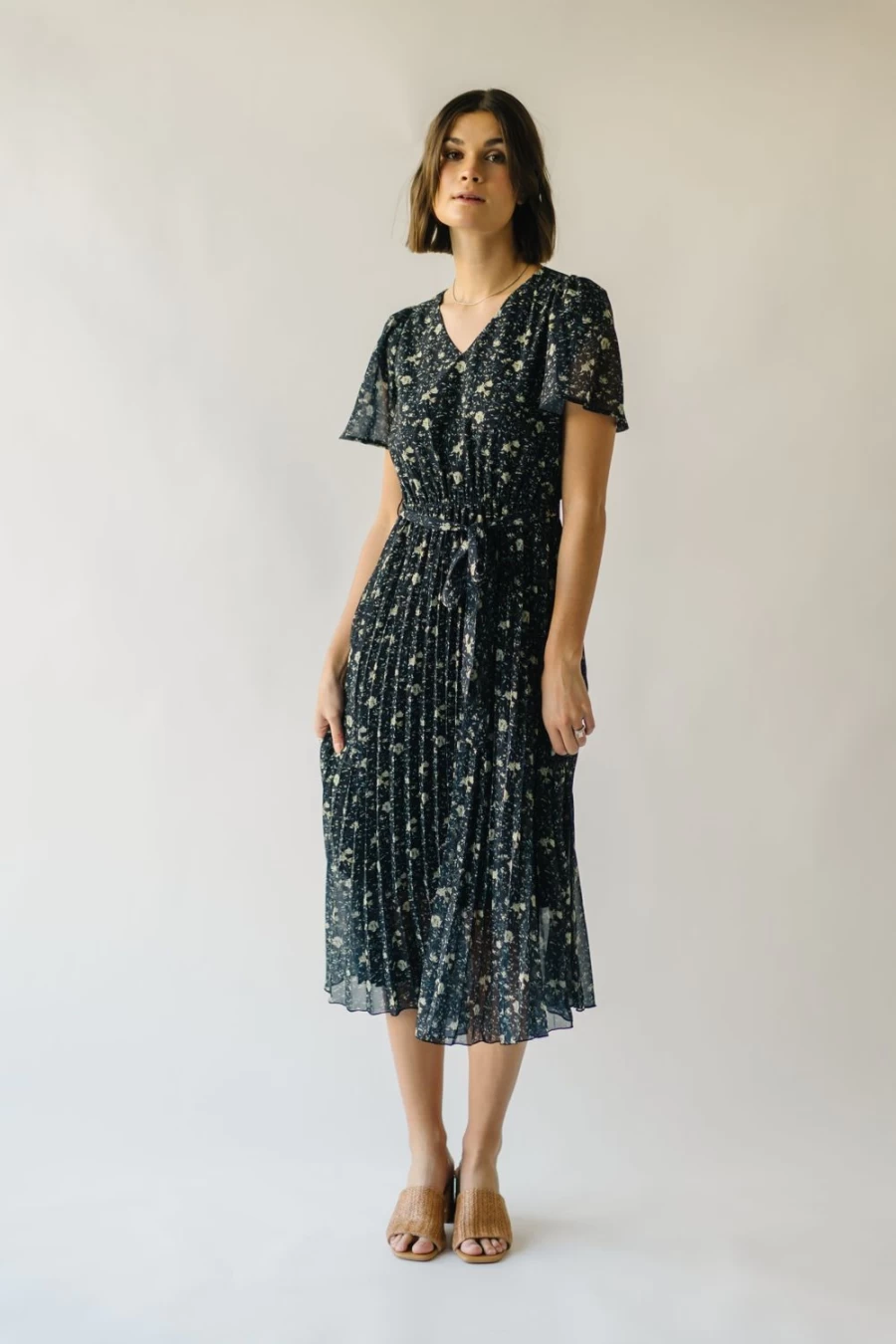 Piper & Scoot Women's Fantasia Floral Midi Dress - Black Multi Pattern